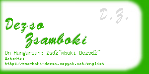 dezso zsamboki business card